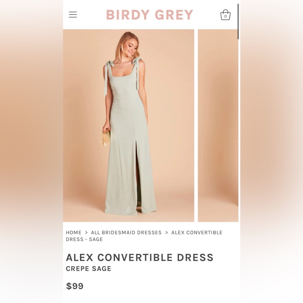 Birdy Grey Alex Convertible Bridesmaid Dress in Sage Size Medium *NEVER WORN*